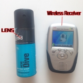 Wireless Body Spray Bottle Spy Camera-2.4GHz with Portable Receiver-100mw High Power Transmitter